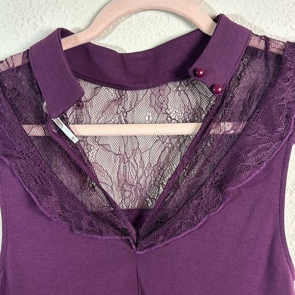 Free People Beaumont Muse Lace Trim Dress in Maroon Plum Purple size XS - Picture 6 of 11
